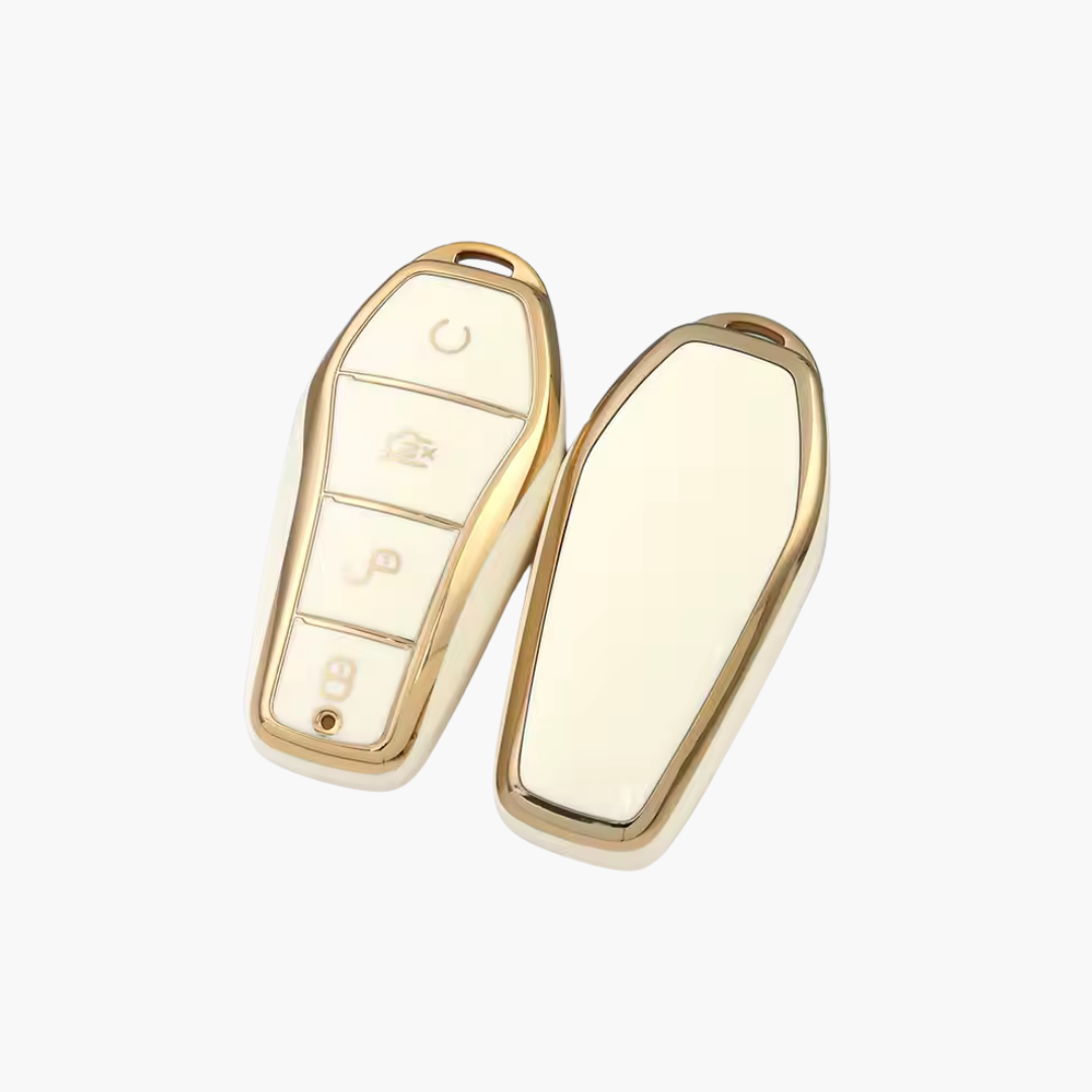 BYD KEY FOB REMOTE CASE PROTECTION KEYLESS ENTRY COVER CASE ACCESSORIES ACCESSORY PROTECTOR SHARK SEAL SEALION ATTO3 PREMIUM DESIGNER COVER CREAM 2