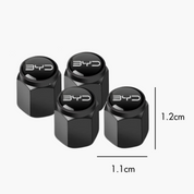 BYD Tyre Valve Caps - High Grade Aluminium & Acrylic Logo  - Design C