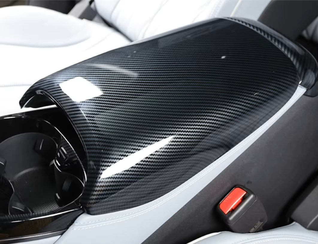 2022 2023 2024 BYD Seal Armrest cover protector box centre console carbon fibre 2 piece set. mouldings, trimmings interior parts accessories abs crafted durable ISO9000 certified quality reliable safe ISO9001 