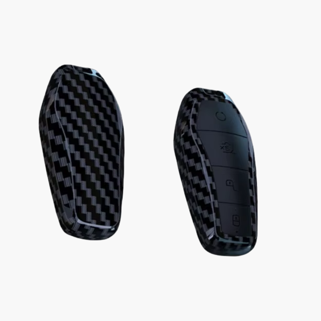 BYD KEY FOB REMOTE CASE PROTECTION KEYLESS ENTRY COVER CASE ACCESSORIES ACCESSORY PROTECTOR SHARK SEAL SEALION ATTO3 PREMIUM DESIGNER COVER BLACK CARBON FIBRE 2
