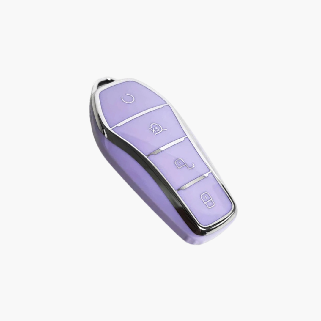 BYD KEY FOB REMOTE CASE PROTECTION KEYLESS ENTRY COVER CASE ACCESSORIES ACCESSORY PROTECTOR SHARK SEAL SEALION ATTO3 PREMIUM DESIGNER COVER LILAC SLIVER