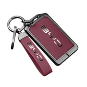 Premium NFC Card Protector and Key Chain in Alloy and Red Leather