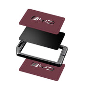 Premium NFC Card Protector and Key Chain in Alloy and Red Leather