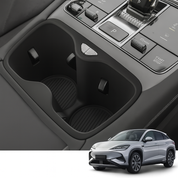 BYD SEALION 7 2025 CUP HOLDER COVER ANTISLIP PLASTIC CONSOLE TRAY PROTECTIVE ACCESSORY DRINK WIRELSS CHARGER TPE VEHICLE BLACK CUSTOM MADE 3