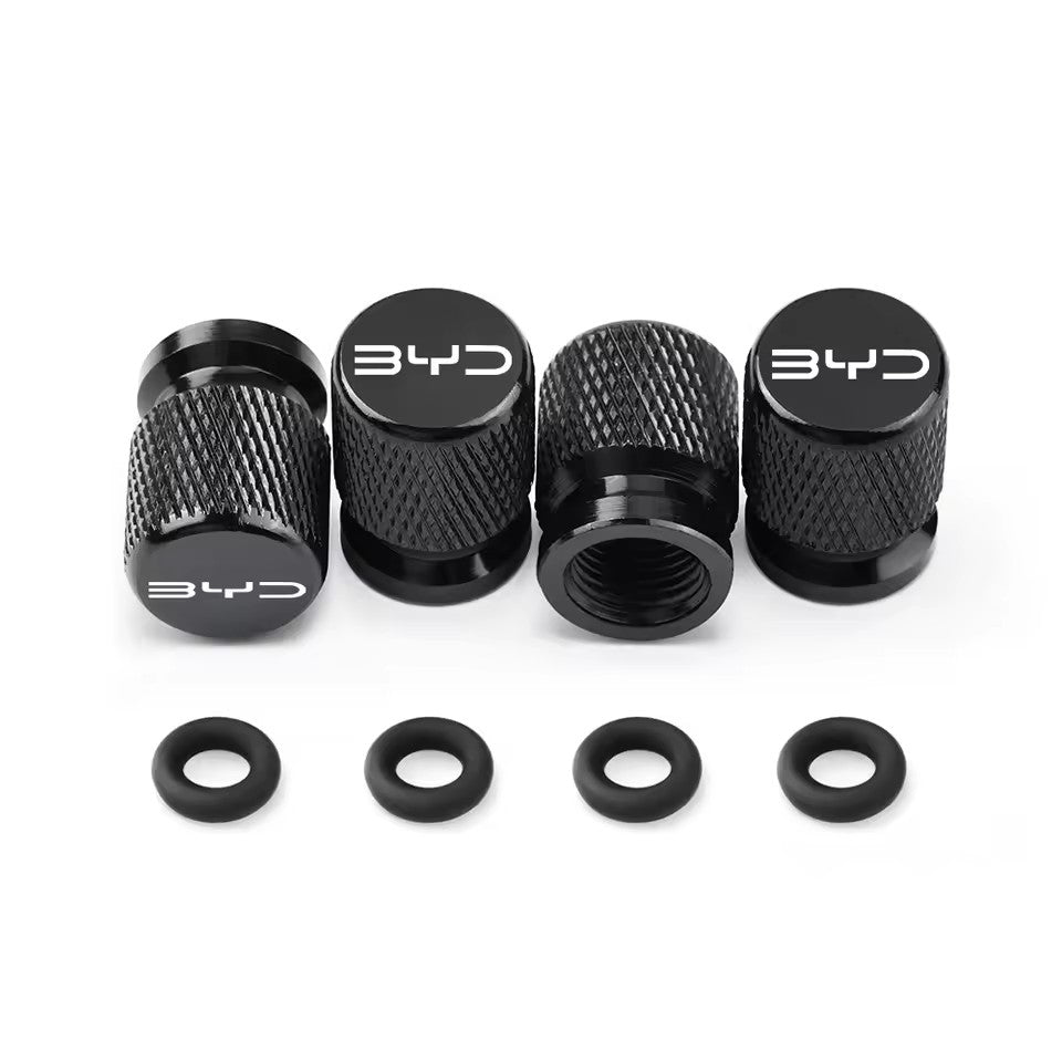 BYD Tyre Valve caps Tire stem black cap protector wheel rim Seal Shark dolphin atto3 aluiminium 3