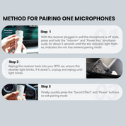Instructions for pairing a microphone with a BYD car, including steps and images.