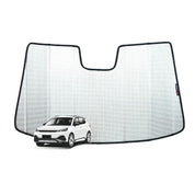 Car sunshade with a car illustration below on a white background