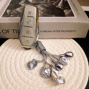 Luxury BYD Protective Key Cover in Diamonte and Sliver Finish