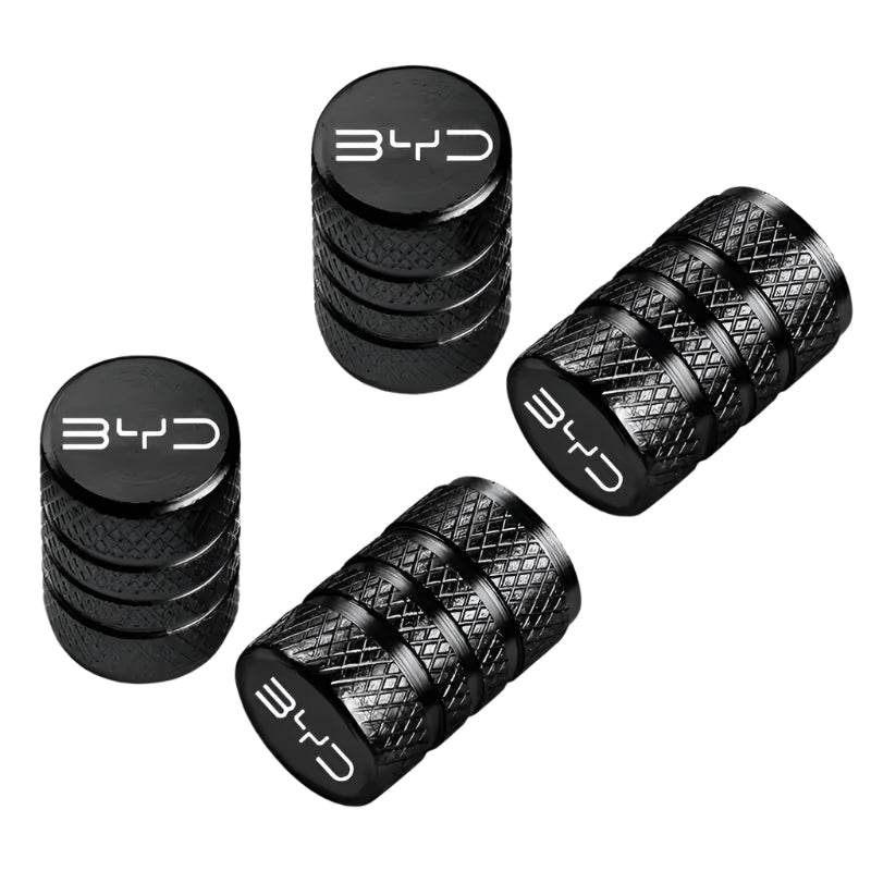 BYD Tyre Valve caps Tire stem black cap protector wheel rim Seal Shark dolphin atto3 aluiminium DESIGN B 2